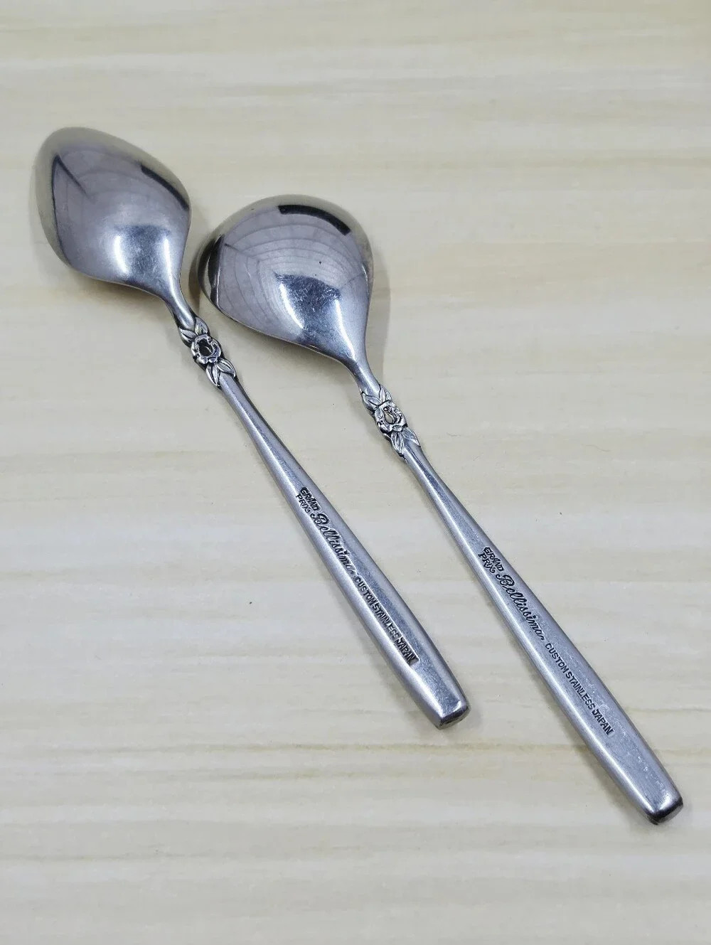 Ekco Bellisima Grand Prix Silverware 12 Pieces Spoons Single Flower Stainless